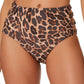 Bar Iii Women's Beach Cheetah Printed High Rise Bikini Bottoms Swimsuit Brown