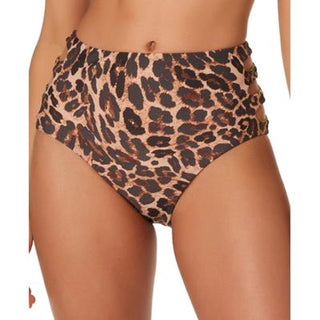 Bar Iii Women's Beach Cheetah Printed High Rise Bikini Bottoms Swimsuit Brown