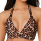 Bar Iii Women's Beach Cheetah Banded Halter Bikini Top Swimsuit Brown