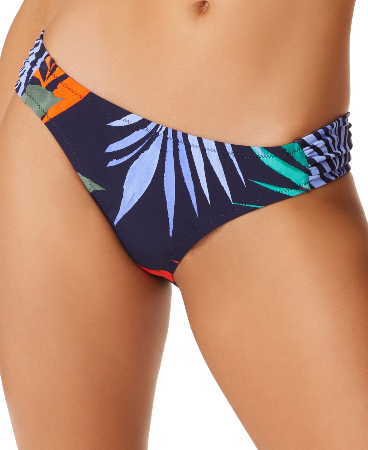 Jessica Simpson Women's Island Paradise Side Shir Bikini Bottoms Swimsuit Blue Size M