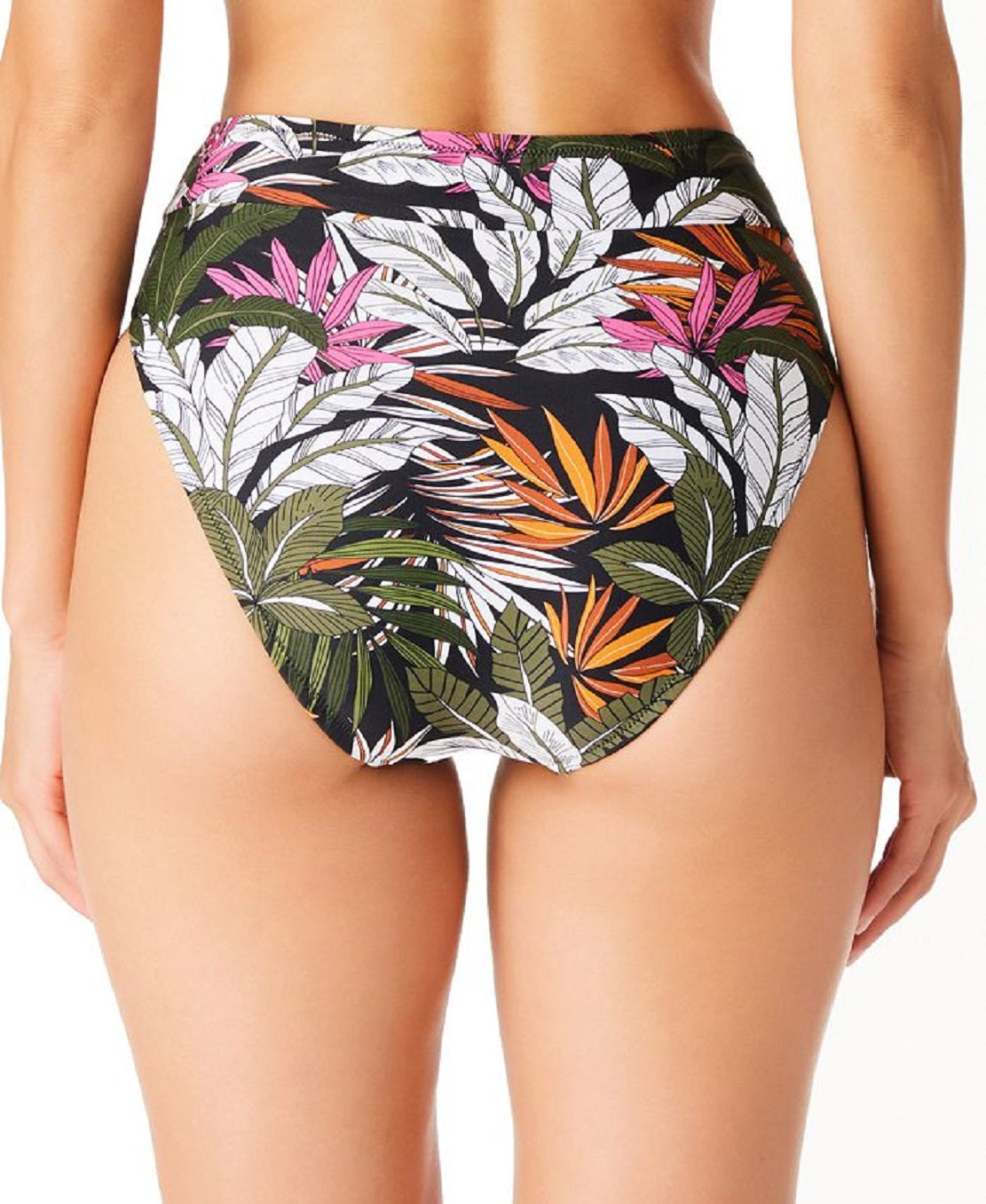 Bar III Women's La Planta High Rise Bikini Bottoms Swimsuit Black Size Medium