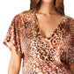 Bar III Women's Glam Cheetah Adjustable Side Cover Up Caftan Swimsuit Brown Size Medium