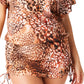 Bar III Women's Glam Cheetah Adjustable Side Cover Up Caftan Swimsuit Brown Size Medium