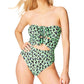 Jessica Simpson Women's Wild Thing Ruched Keyhole Front One Piece Swimsuit Black Size S