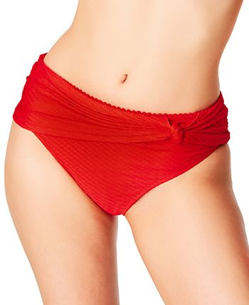 Jessica Simpson Women's Pique Swim Bottom Swimsuit Red Size Small
