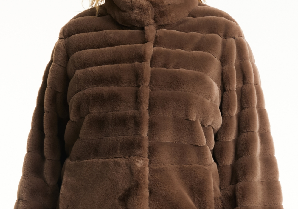 Jones New York Women's Black Faux-Fur Coat Plus Size