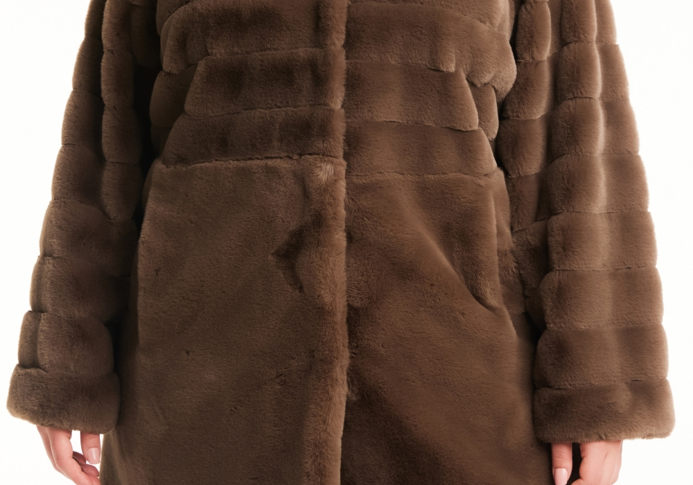 Jones New York Women's Black Faux-Fur Coat Plus Size