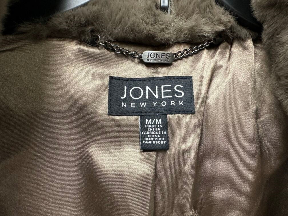 Jones New York Women's Faux Fur Coat Brown Size Medium