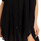 Aqua Women's  Swim Button-Down Swim Cover Up Tunic Black Size M
