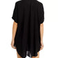 Aqua Women's Swim Button Down Swim Cover Up Tunic Black Size Large