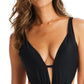 Bar III Women's Drape Front Open Back Tummy Control Monokini Swimsuit Black Size Medium