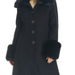 Vince Camuto Women's Black Faux Fur Trimmed Coat Size M