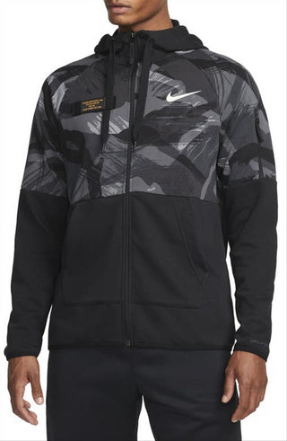 Nike Men's Camo Dri FIT Fleece Full Zip Hoodie Black Size X-Large