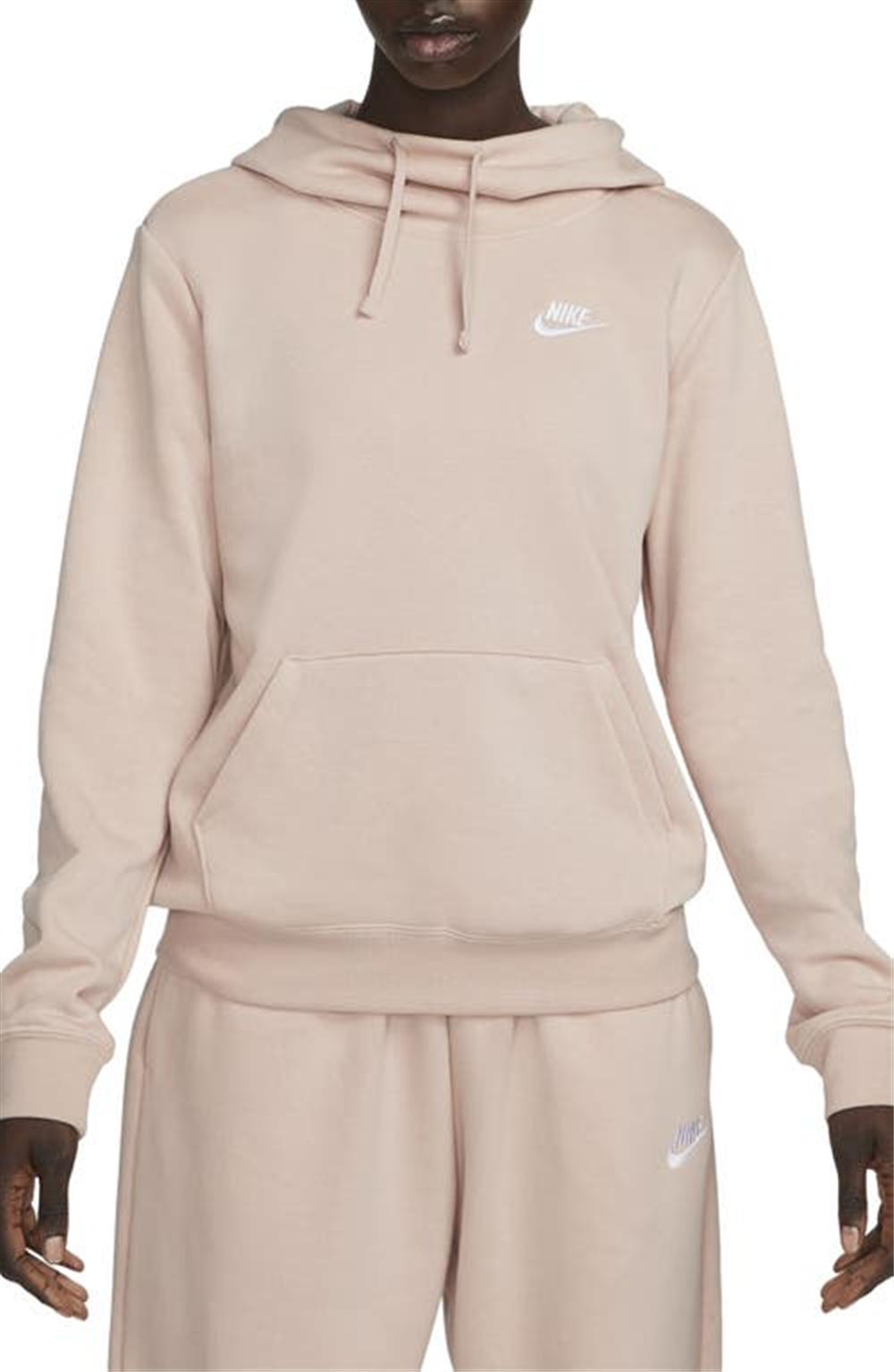 Nike Women's Sportswear Club Fleece Funnel Neck Hoodie Pink Size Small