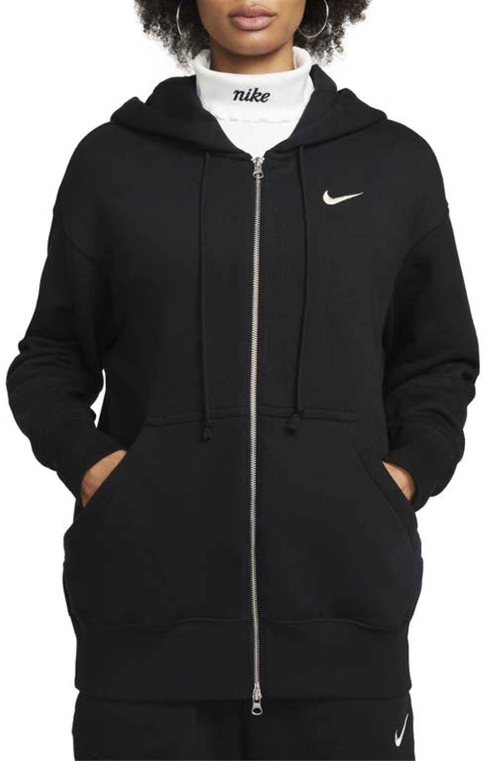 Nike Sportswear Phoenix Fleece Full Zip Hoodie in Black Size Medium