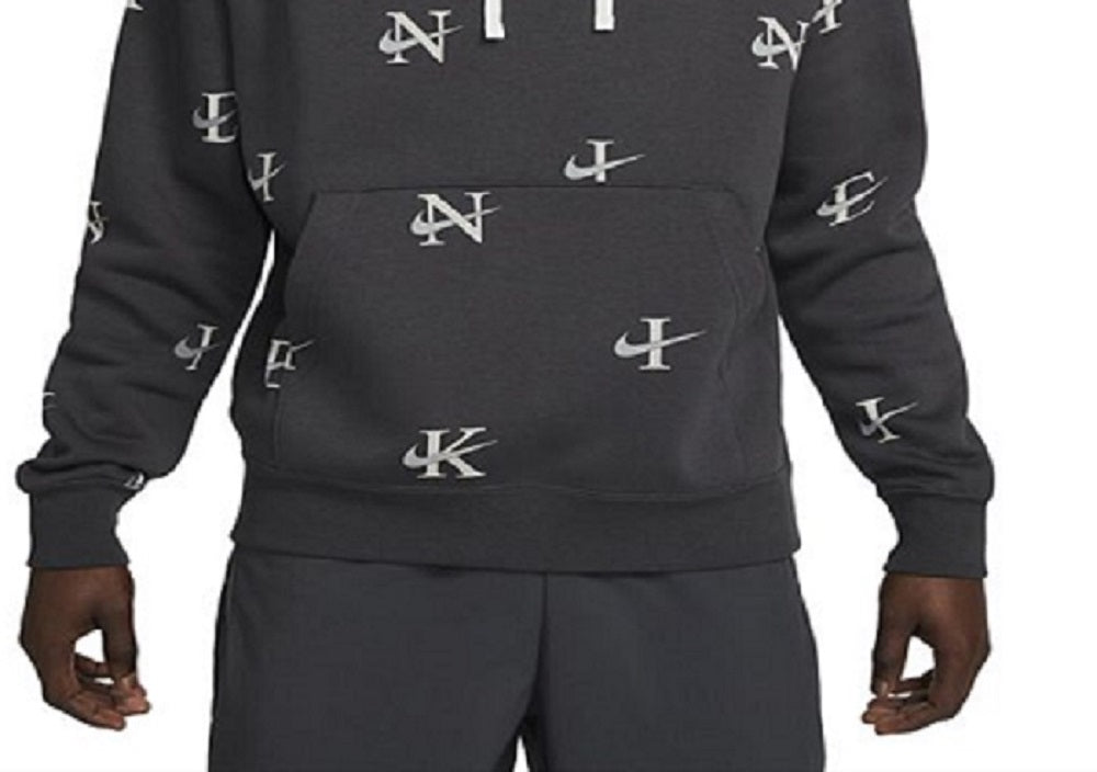 Nike Men's Printed Club Fleece Hoodie Gray Size Small