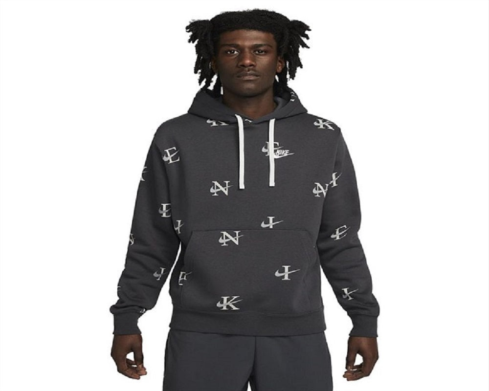 Nike Men's Printed Club Fleece Hoodie Gray Size XX-Large