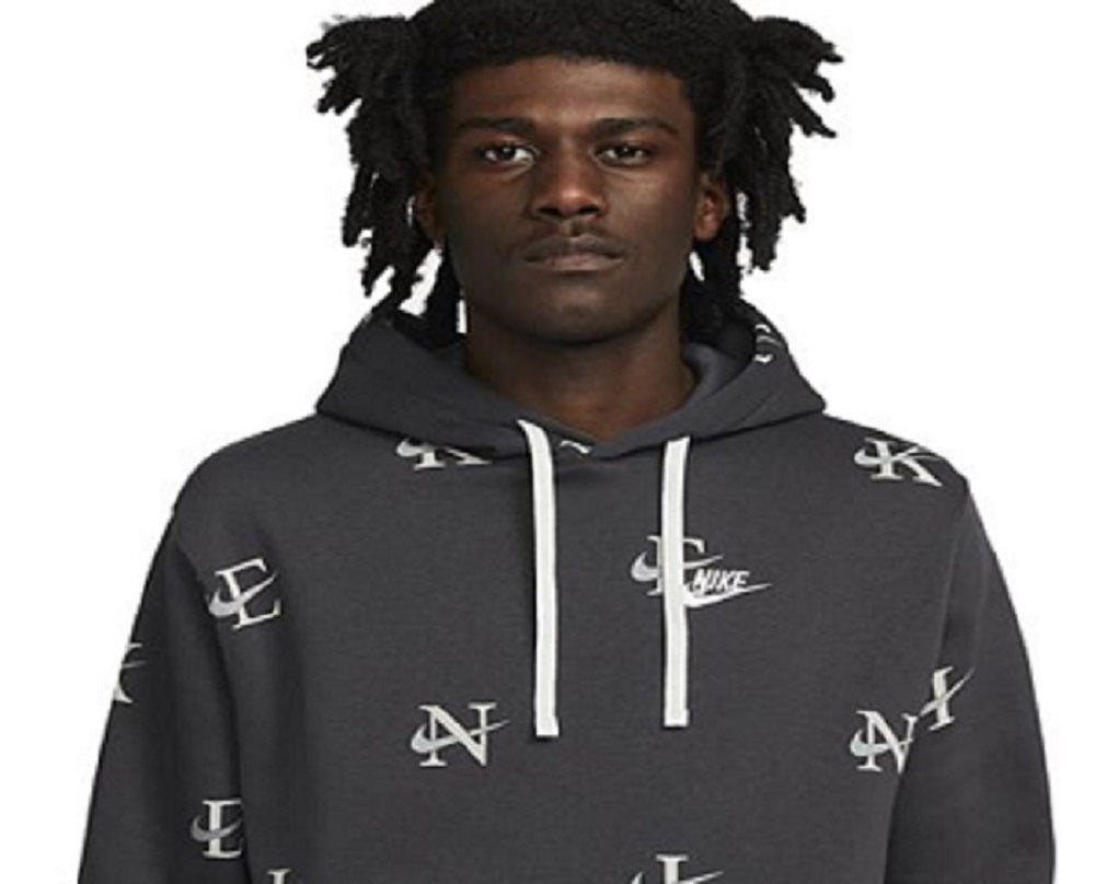 Nike Men's Printed Club Fleece Hoodie Gray Size XX-Large