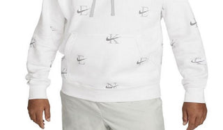 Nike Men's Printed Club Fleece Hoodie White Size XX-Large
