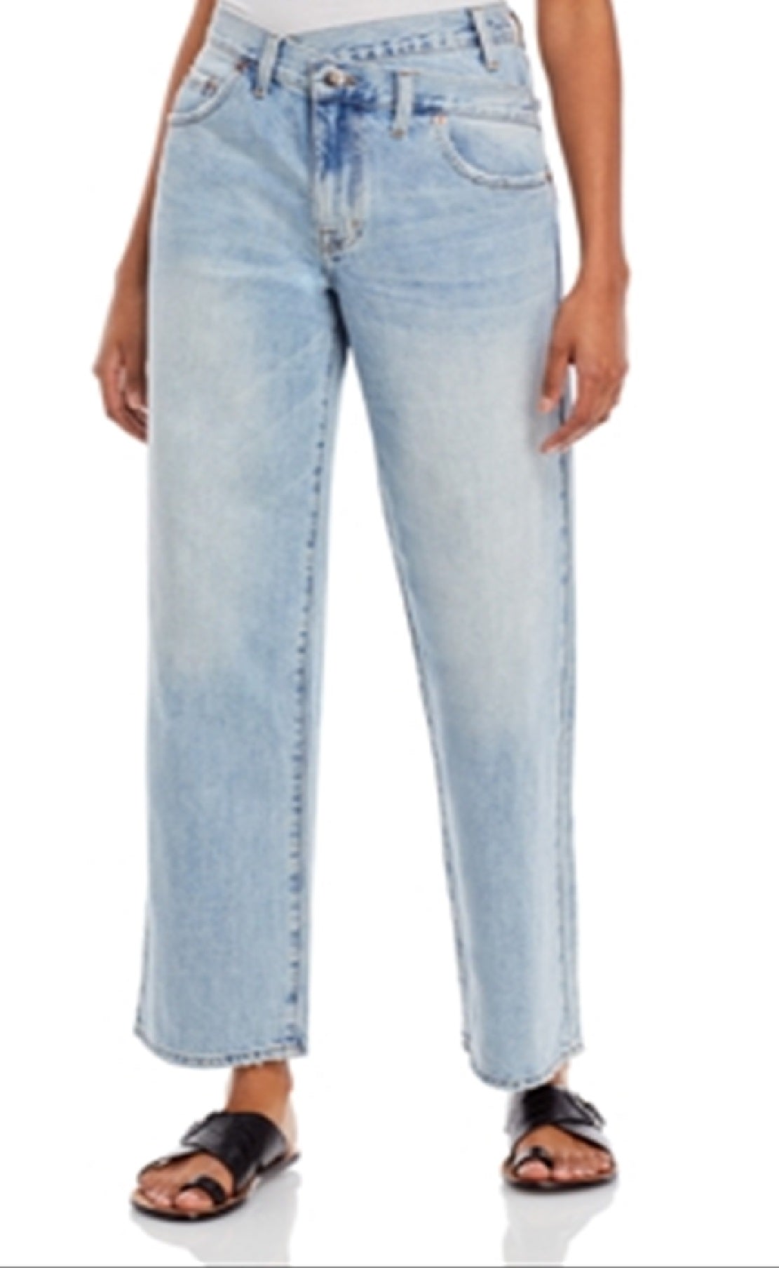 Pistola Women's High Rise Asymmetric Straight Jeans Blue Size 28