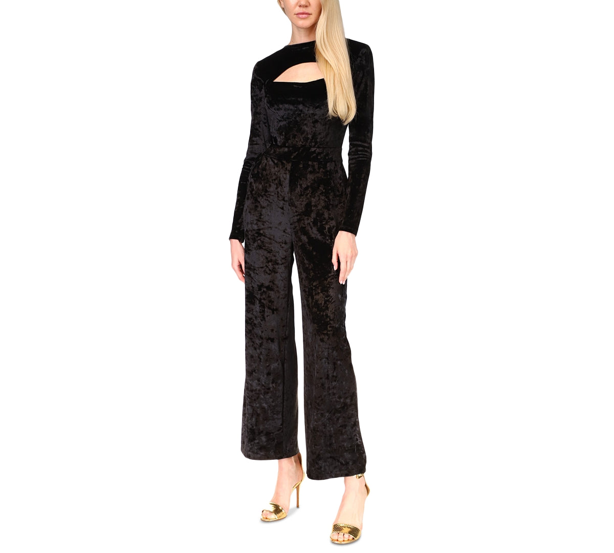Michael Kors Women's Velvet Cutout Jumpsuit Black Size Petite Medium