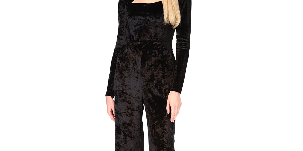 Michael Kors Women's Velvet Cutout Jumpsuit Black Size Petite Medium