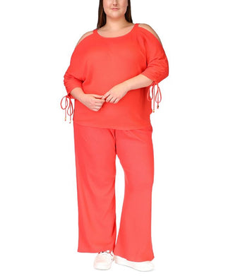 Michael Kors Women's Plus Cutout Lace Up Top Red Size 3X