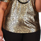 Michael Kors Women's Metallic Foil Logo Print T-Shirt Gray Size 0X