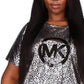 Michael Kors Women's Metallic Foil Logo Print T-Shirt Gray Size 1X