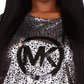 Michael Kors Women's Metallic Foil Logo Print T-Shirt Gray Size 3X