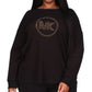 Michael Kors Women's Rhinestone Logo Waffle Knit T-Shirt Black Size 2X