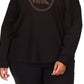 Michael Kors Women's Rhinestone Logo Waffle Knit T-Shirt Black Size 2X