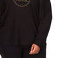Michael Kors Women's Rhinestone Logo Waffle Knit T-Shirt Black