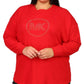 Michael Kors Women's Rhinestone Logo Waffle Knit T-Shirt Red Size 2X