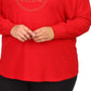 Michael Kors Women's Rhinestone Logo Waffle Knit T-Shirt Red Size 2X
