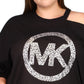 Michael Kors Women's Cotton Cold Shoulder Logo Print T-Shirt Black Size 3X