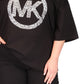 Michael Kors Women's Cotton Cold Shoulder Logo Print T-Shirt Black Size 3X
