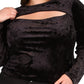 Michael Kors Women's Cutout Long Sleeve Velvet Top Black Size 3X