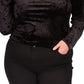 Michael Kors Women's Cutout Long Sleeve Velvet Top Black Size 3X