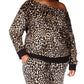 Michael Kors Women's Animal Print Velour Off The Shoulder Top Brown Size 1X