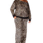 Michael Kors Women's Animal Print Velour Off The Shoulder Top Brown Size 1X