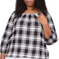 Michael Kors Women's Buffalo Check Peasant Top White Size 3X