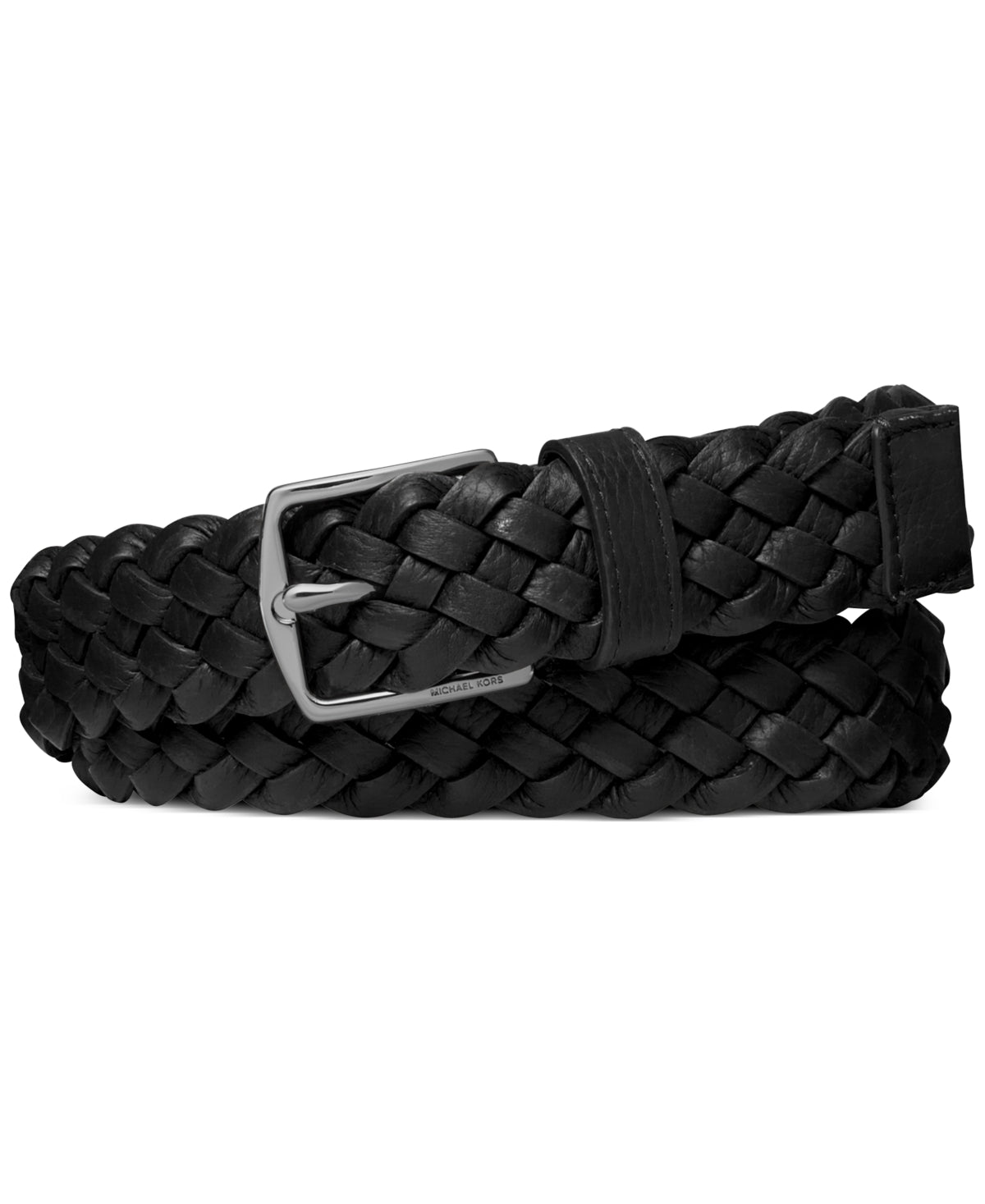 Michael Kors Men's Braided Leather Dress Belt Black Size 32