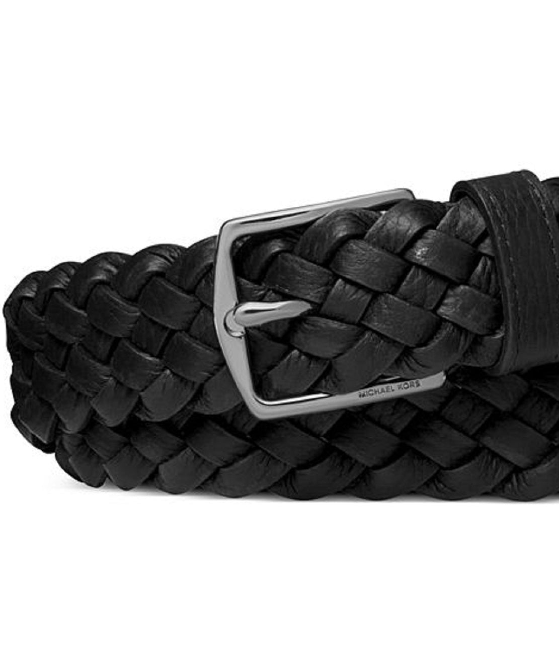 Michael Kors Men's Braided Leather Dress Belt Black Size 34