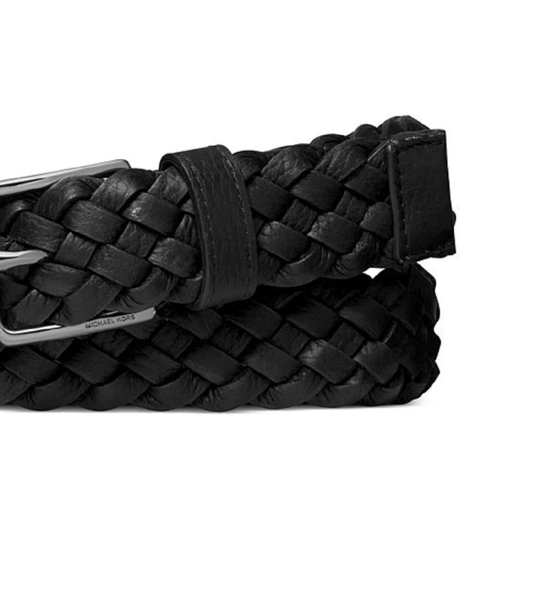 Michael Kors Men's Braided Leather Dress Belt Black Size 34