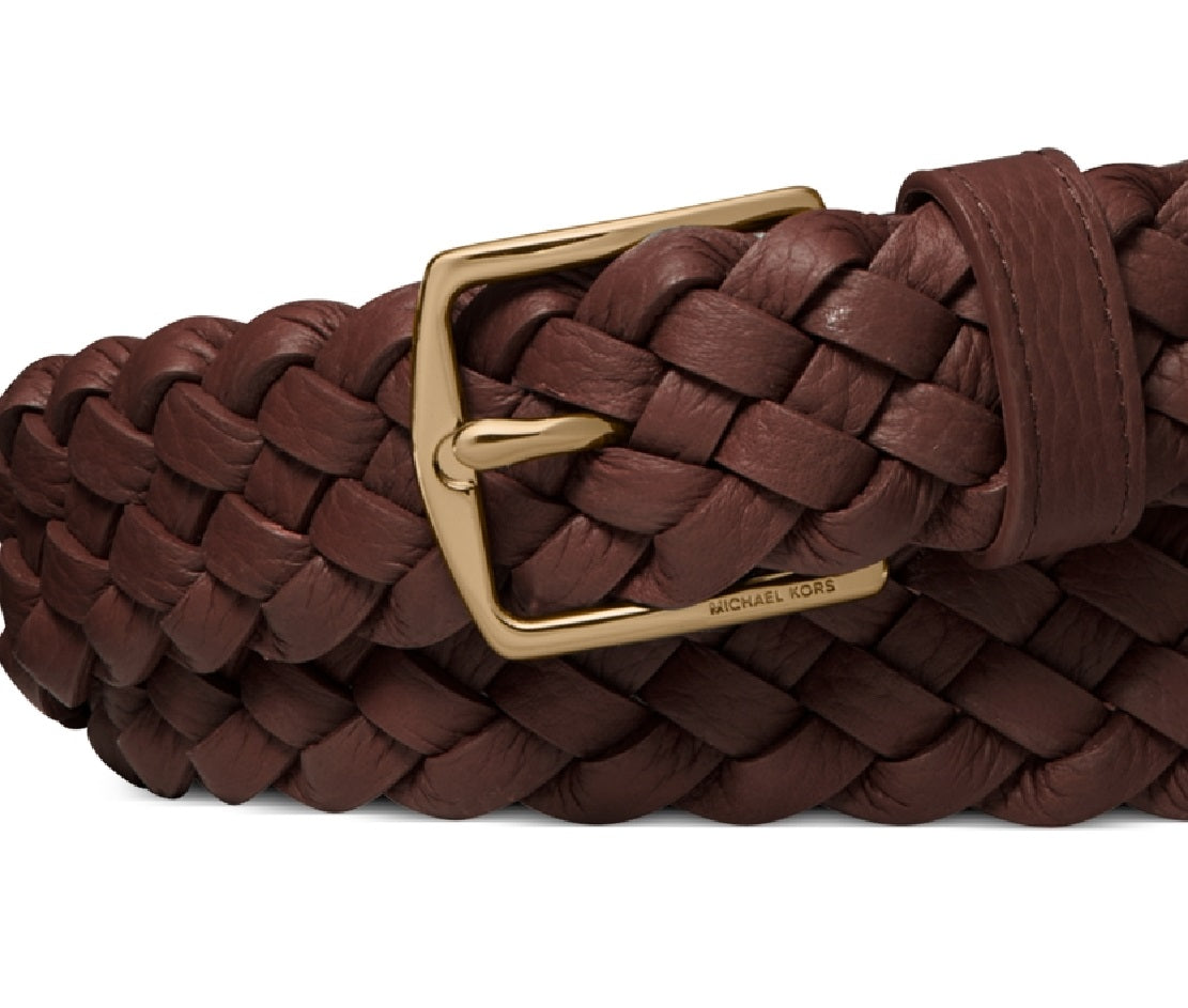 Michael Kors Women's Braided Leather Dress Belt Brown Size Regular
