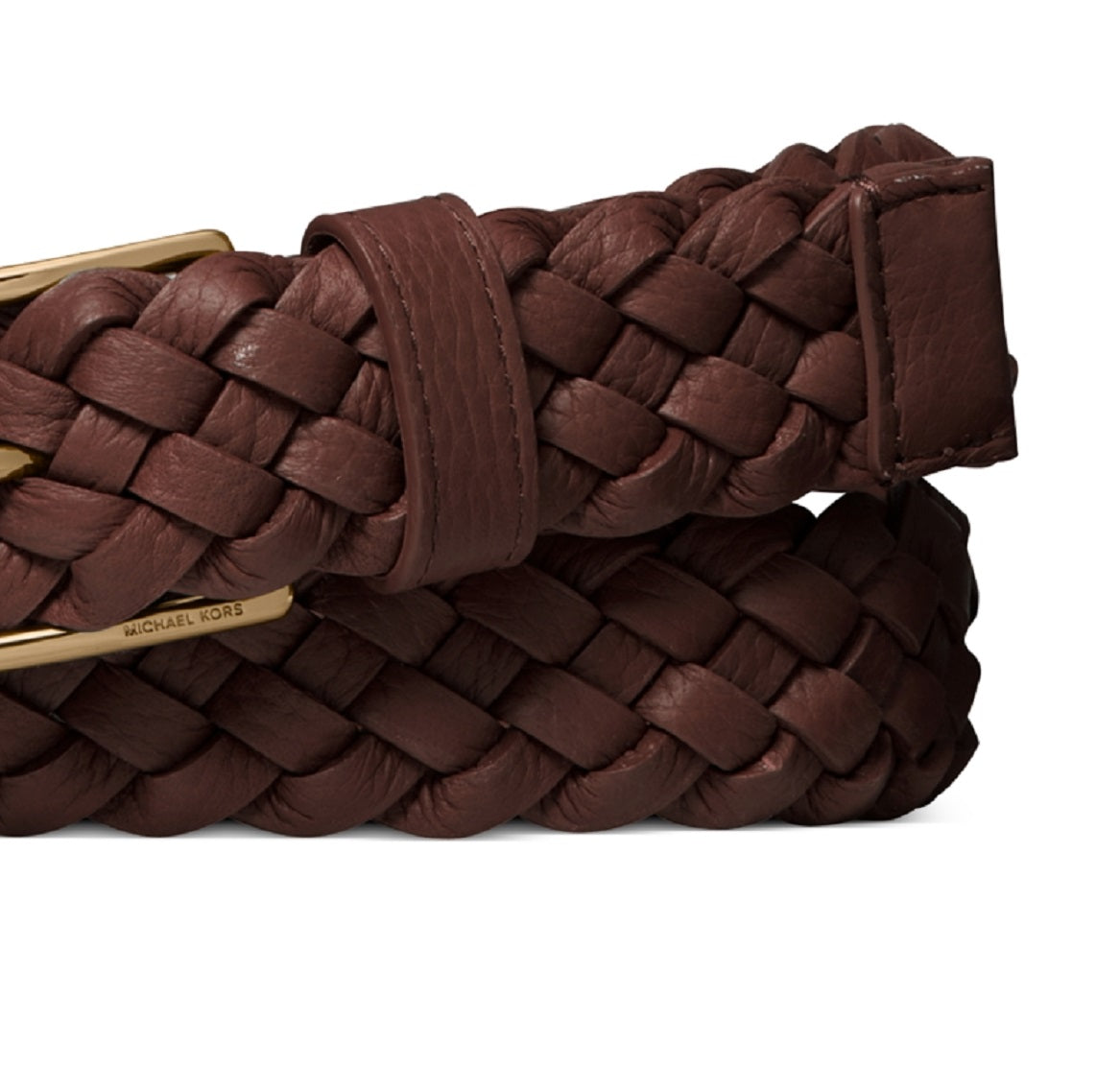 Michael Kors Men's Braided Leather Dress Belt Brown Size 34