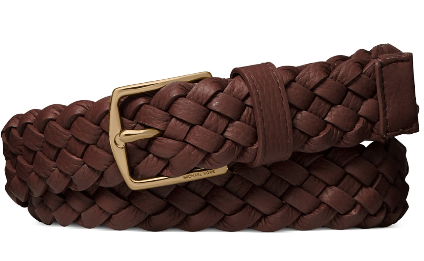 Michael Kors Men's Braided Leather Dress Belt Brown Size 36