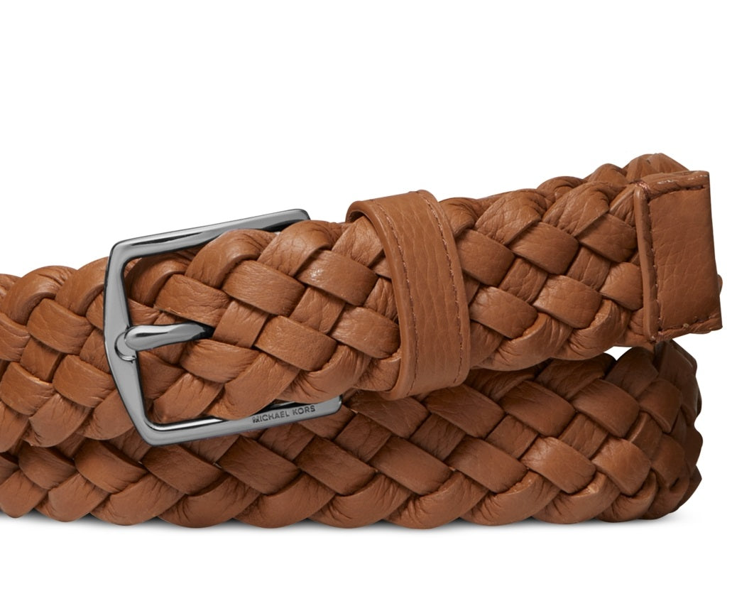 Michael Kors Men's Braided Leather Dress Belt Brown Size 40