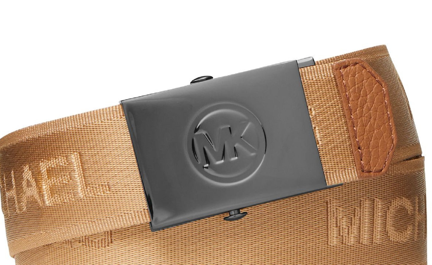 Michael Kors Men's Logo Tape Slider Belt Brown Size 30